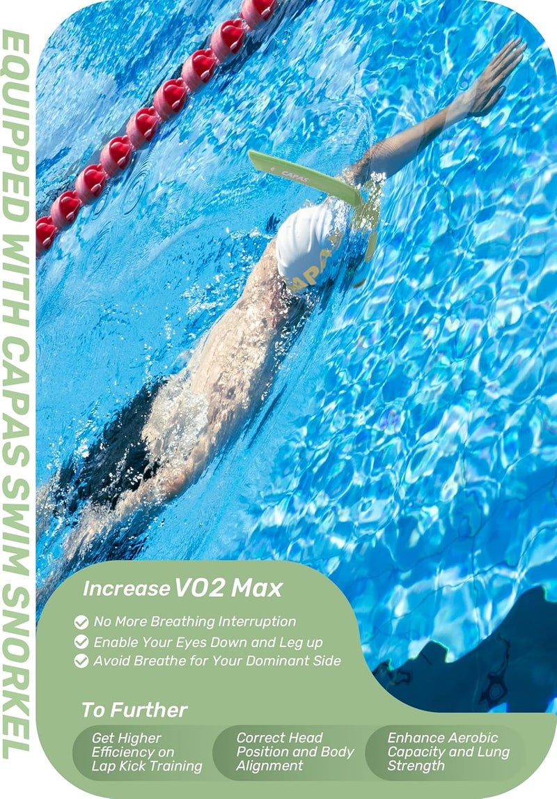 Capas Training Swim Snorkel for Lap Swimming, Swivel Headband Ultimate Fit Center-Mount Swimmers Snorkel with Liquid Silicone Mouthpiece Adjustable Strap, Designed for Adult Men Women - Image 3